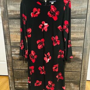 Tommy Hilfiger Black Dress with Red Floral Design
